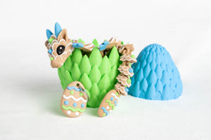 Blue & Green / Small baby in a dragon egg (+ free keychain)