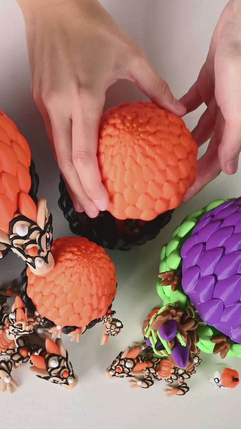 3d printed dragons halloween theme orange and witch colours